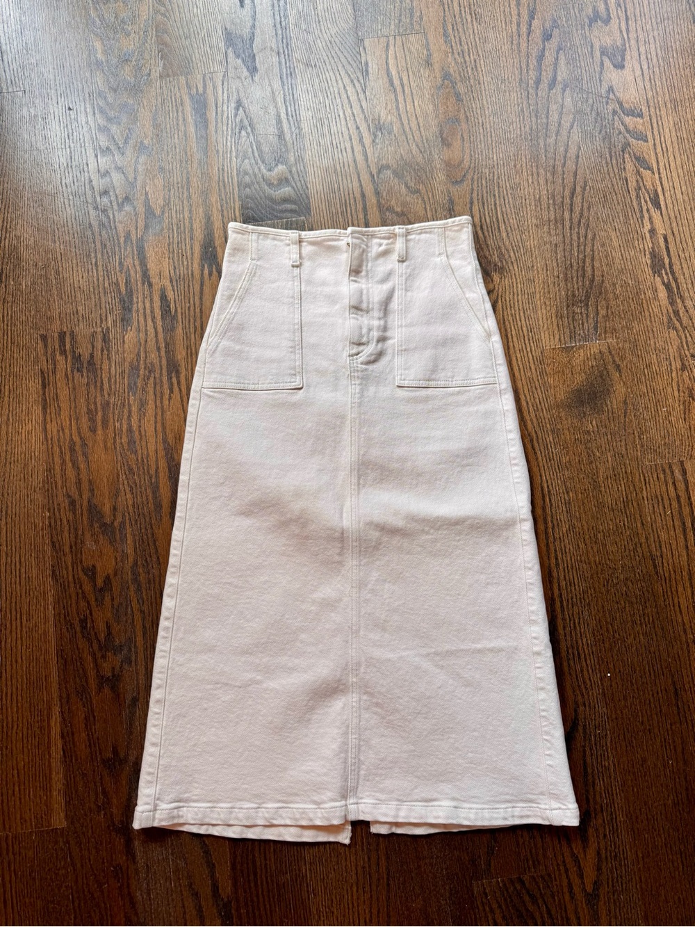 Le Jean Cream High Waisted Denim Skirt